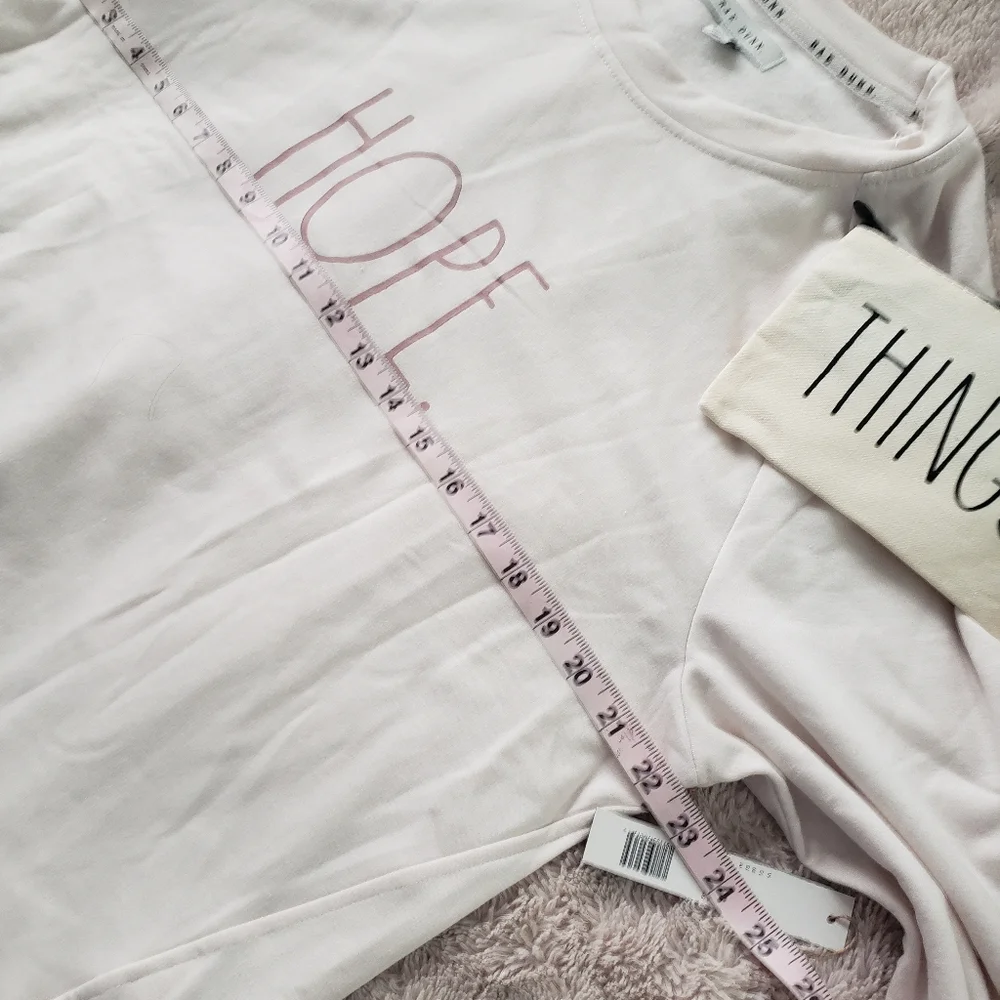 RAE Dunn Hope Cream Scoopneck Sweatshirt Size Various Comes With A Pouch - Picture 3 of 7